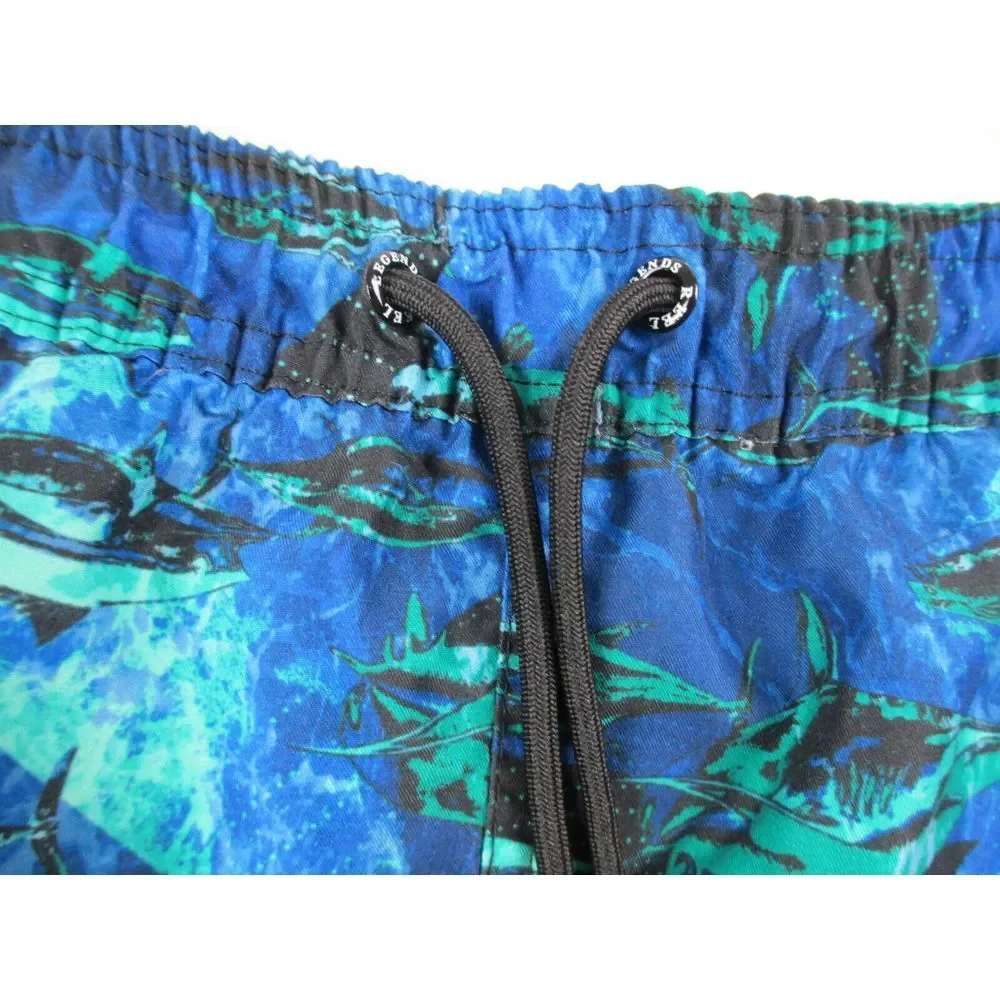 Reel Legends Swim Trunks Mens 2XL XXL Blue Board Shorts Bathing Suit‎ Sharks